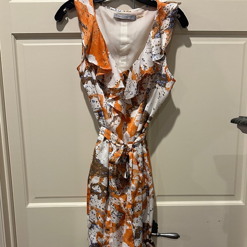Marc New York Abstract Orange and White Midi Dress